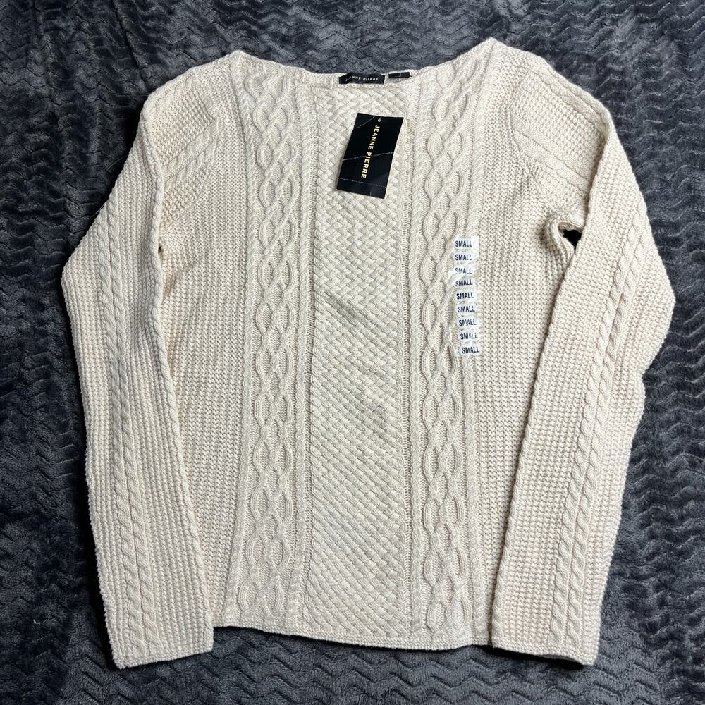 Jeanne Pierre Knit Pullover Sweater Ivory Long Sleeve Size Small NWT